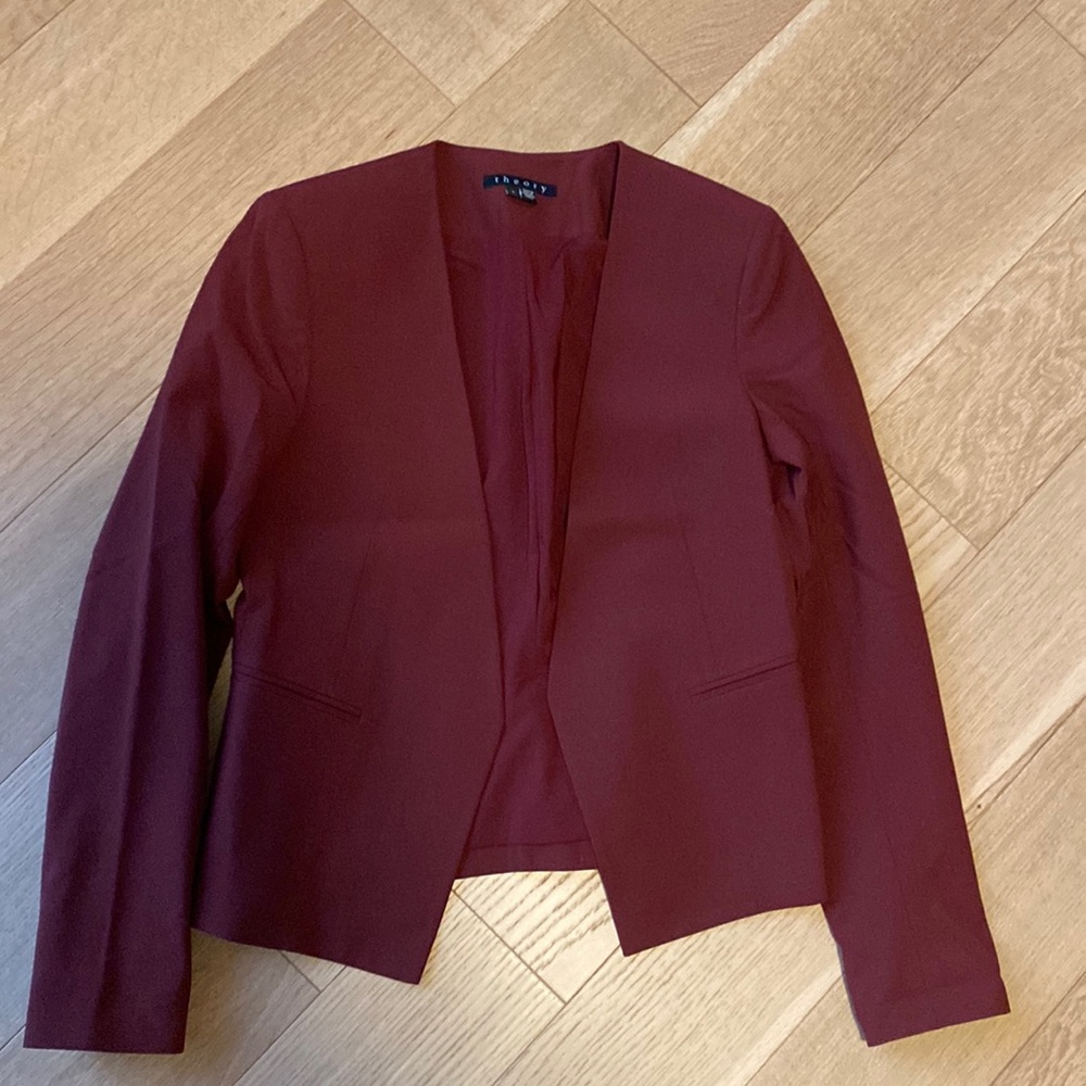 Theory Lanai Burgundy Blazer EUC